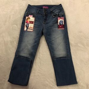 3 button push up medium wash skinny jeans